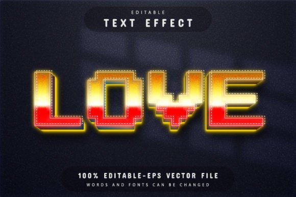 Love Pixel 3D Text Effect Editable