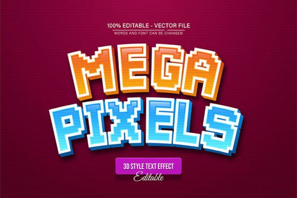 Mega Pixel 3d Text Effect Editable