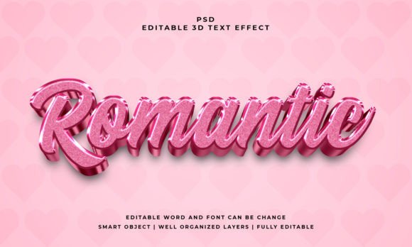 Romantic 3D PSD Editable Text Effect
