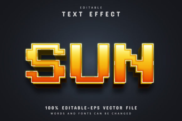 Sun Text: 3D Pixel Style Text Effect – A Fully Editable Vector Design for Creative Projects