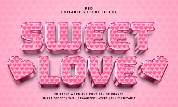Sweet Love 3D PSD Editable Text Effect